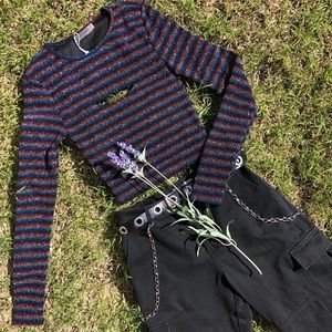 Honey Punch Rainbow glitter sparkle stripped top